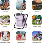 Kikerike Backpack Stool Cooler Chair Heavy Duty 400 LBS Max Load Portable Lightweight Stool Backpack Folding Fishing Cooler Seat for Camping Hunting Fishing - Pale Amethyst