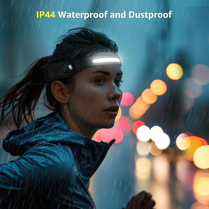 Lepro LED Headlamp Rechargeable - Super Bright Motion Sensor Head lamp with 1200 mAh Battery, 230°COB Wide Beam & Adjustable Spotlight, IP44 Waterproof Headlight for Camping, Hiking, Running, 2 Pack