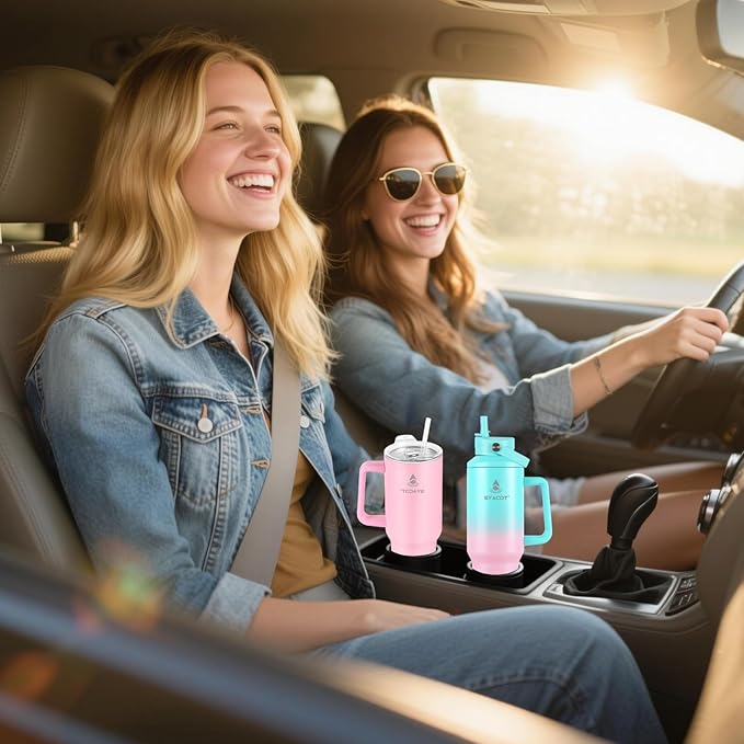 40 oz Tumbler with Handle and Straw or Convert to 40 oz Insulated Water Bottle Fits in Cup Holder. Stainless Steel Metal Water Flask with 2 Lids for Travel,Camping,Gym Sports Coffee Mug Thermal Cup