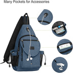 MOSISO Sling Backpack,Canvas Crossbody Hiking Daypack Bag with Anti-theft Pocket, Steel Blue