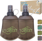 UTOBEST 150ml Soft Flask, 2 Pack Flexible TPU Hydration Water Bottle, Collapsible with 28mm Caliber for Running, Hiking, Cycling, Climbing, and Marathon Green