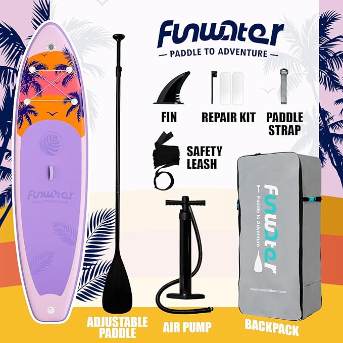 FunWater Stand Up Paddle Board Ultra-Light Inflatable Paddleboard with SUP Accessories for Adults & Youth of All Skill Levels