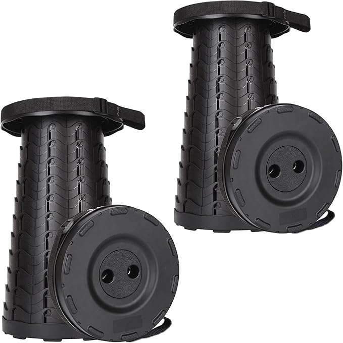 2 Pack Collapsible Stool, 400lbs Max Weight, Lightweight But Sturdy, Portable Retractable Folding Telescoping Foldable Camping Stool for Adults Outdoor Fishing Hiking BBQ