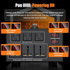 4000W Voltage Converter Transformer Step Up 110V/120V to220V/240V or Step Down 220V to 110V AC Power Converte, Circuit Breaker Protection, 3 US sockets, 3 Universal sockets, LCD Display