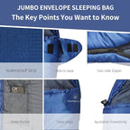 Jumbo Sleeping Bag for Adult&Kids,Cold&Warm Weather with Compression Sack and Water Resistant for Family Camping,Travel and Car Camping