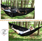 Camping Hammock with Rain Fly Tarp Mosquito Net Heavy Duty Tree Straps Portable Double Parachute Hammocks Tent Waterproof Rainfly Set Black