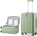 Hanke 24 Inch Checked Luggage PC Hard Shell luggage Top Opening Aluminum Frame Travel Luggage Suitcases with Wheels for Woman Men.(Bamboo Green)