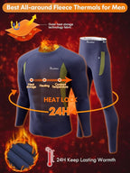 romision Thermal Underwear for Men Long Johns Fleece Lined Hunting Gear Bottom Top Set Base Layer for Cold Weather Gift