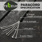 TECEUM 5/32" Paracord Rope 1000 – 1000ft / 200ft / 100ft / 50ft – Tactical Parachute Cord 4mm – 45+ Colors – Nylon String for Survival & Camping Gear – Stripe Cord for Survival – Utility Rope