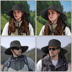 Sun Hats for Men Women, UPF50+ Protection Safari Hat,Wide Brim Fishing Hat with Neck Flap,Bucket Hats for Beach Hiking