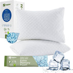 Cooling Pillow for hot Sleepers -Bed Pillows Standard Size Premium Set of 2 - Adjustable Shredded Memory Foam - Medium to Firm Pillows for Back, Stomach & Side Sleepers - Washable Cover