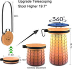 ALEVMOOM Upgraded XXL Telescoping Stool with Cushion,Taller 50cm Wider 30cm Collapsible More Sturdy Capacity 1000Lbs,Portable Camping Adjustable Stool for Garden Fishing Hiking Mountain BBQ (Fire)