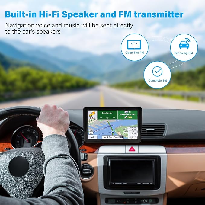 GPS Navigator for Car Truck RV - 9 Inch HD Navigation System with 2025 Maps, Free Lifetime Updates, Custom Truck Routing (Blue)