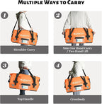 Waterproof Motorcycle Duffel Bag Roll Top Dry Duffel Bag with Quick-fixed Straps for Rafting, Boating, Kayaking, Travel, 50L(Orange)