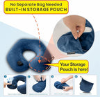 Travel Neck Pillow for Airplane, Compact Inflatable Neck Pillow for Traveling Long Flights, Adjust Firmness Neck Suport Pillow for Sleeping Plane Head Rest for Travel Accessories,Deep Blue