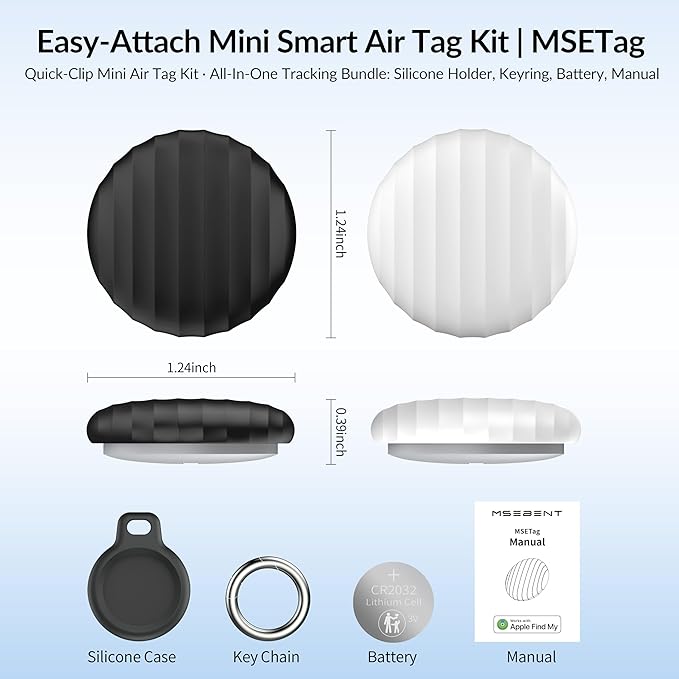 Air Tracker Tag (4 Pack) - Apple MFi Certified & IP67 Waterproof | Works with Apple Find My Network (iOS) to Track Keys, Wallet, Luggage & More