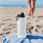 koodee Insulated Water Bottle, 32 oz Stainless Steel Double Wall Vacuum Wide Mouth Sport Bottle with Leakproof Spout Lid （Cosmic Orange）