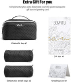 BOYATU Travel Makeup Bag Cosmetic Bags for Women: Large Capacity 3 Pcs Set Make up Bag with Compartments - Waterproof Vegan Leather Toiletry Organizer Bags with Handle (M-71Black)