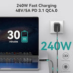 2 Pack USB C Cable 6.6Ft, USB 4 Cable for Thunderbolt 4 Cable 40Gbps Sync/8K HD Display 240W Fast Charging for Samsung Galaxy S24, MacBook, iPhone 16, iPad, Hub, Docking and More
