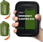 Frelaxy Emergency Sleeping Bag 1-Pack/2-Pack, Extra-Thick Compact Survival Bivy with Whistle, Storage Pouch, and EVA case, Perfect for Survival Kits (Army Green - 2 Pack)