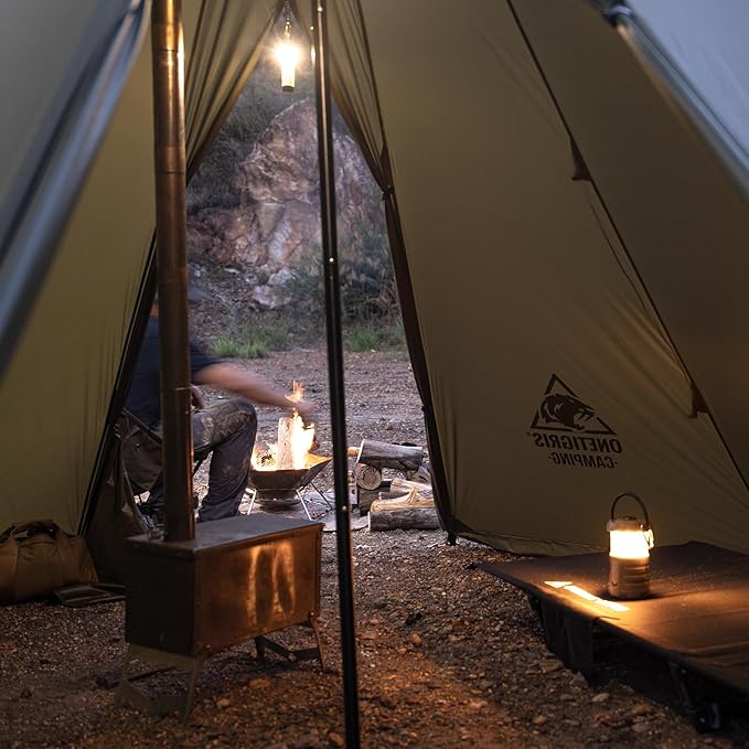 OneTigris Rock Fortress Hot Tent with Stove Jack, 4 Season, 4-6 Person Tipi for Camping, Backpacking, Hunting, Fishing - Waterproof, Wind-Proof