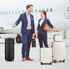 Kono 28 Inch Luggage Expandable Suitcase Lightweight with Spinner Wheels TSA Lock Hardside Large Checked Luggage Durable Rolling Suitcase Apricot Black