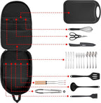 Camp Kitchen Organizer, Multi-Pocket Camping Cooking Utensils Bag, Waterproof Portable Storage for BBQ Outdoor Cooking Essentials