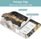 Rimilak 3 Pcs PU Leather Luggage Tags for Suitcase, Travel Cruise Luggage Tag with Privacy Flap, Name ID Label and Metal Loop for Women Men Baggage Handbag School Bag Backpack, Flow Marble