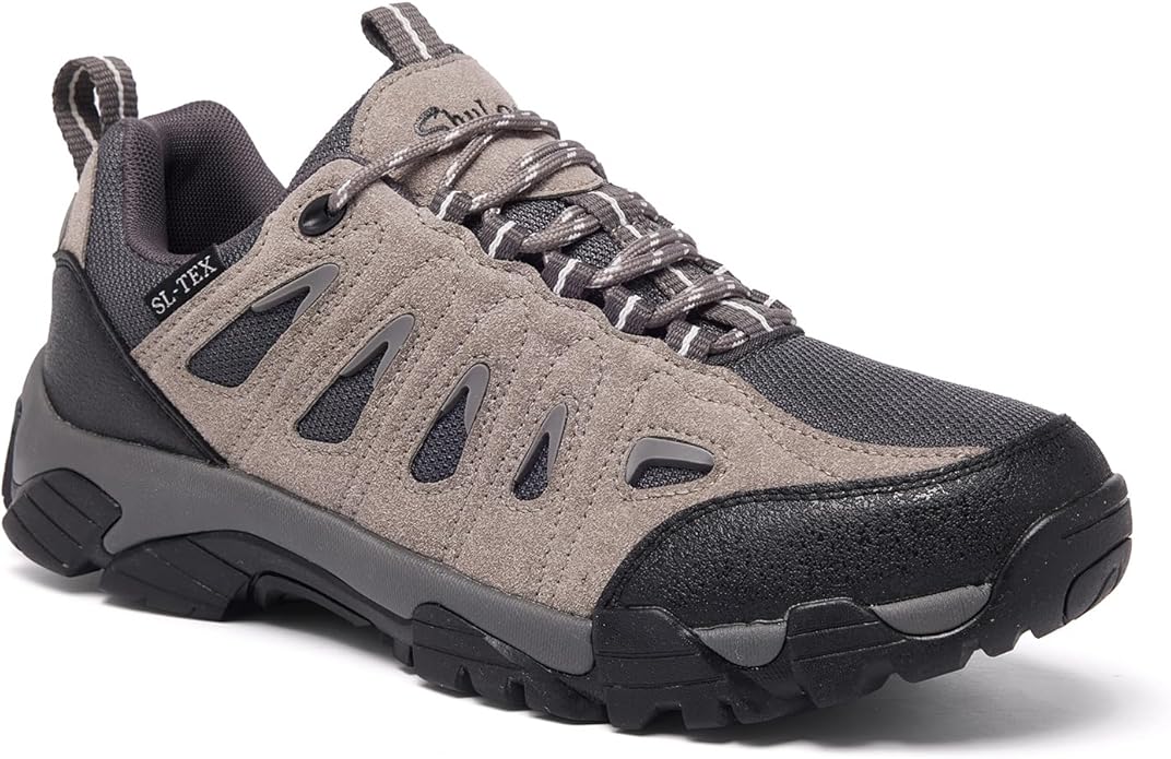 SHULOOK Men's Waterproof Hiking Shoes Lightweight Anti Slip Outdoor Ankle Boots Breathable Hike Trekking Trails Shoe
