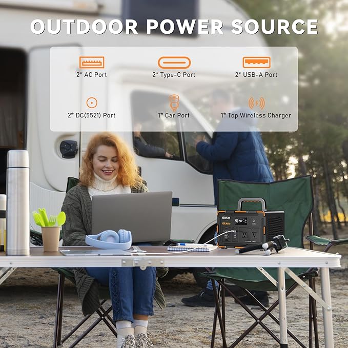 600W Portable Power Station 599.4Wh Solar Generator, PD100W Fast Charging, 162000mAh Battery with LCD Display for Camping, RV Trips & Home Emergencies (2000+ Cycles)