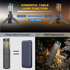 Camping Lantern Rechargeable, Telescoping-Camping-Lights, 10500mAh Capacity Battery Powered,Outdoor-Lantern for Hiking/Adventure/Power Outages, IPX7 Water Resistant(Dark Grey)