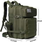 QT&QY 25L/45L Military Tactical Backpack For Men Molle Daypack 3 Day Bug Out Bag Hiking Rucksack With Bottle Holder