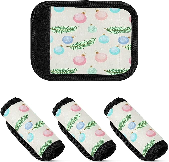 Christmas Ornaments 2 Pack Neoprene Suitcase Wraps, Luggage Handle Wraps with ID Tag, Non-Slip Suitcase Handle Covers for Travel, Bag Strap Pad