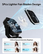 Camping Fan with Bluetooth Speaker Portable Fan,20000mAh Rechargeable Battery Powered Fans,Quiet 4-Speeds, 4-LED Light,360° Hanging Hook for Outdoor Picnic Tent Beach Travel Barbecue, Black