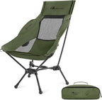 MOON LENCE High Back Folding Camping Chair, 330lbs Portable Compact Chair with Wide Seat & Ergonomic Back Support (Green)