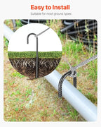 VEVOR Rebar Stakes, 16-Inch, Heavy-Duty 0.4 in Diameter J Hook, Galvanized Steel Ground Anchors with Chisel Point End & Rust-Resistant Coating, for Gardening Support, Fence, Camping Tents (24-Pack)