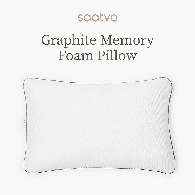 Saatva Graphite Memory Foam Pillow - Cooling Comfort & Contouring Support Ideal for Side Sleepers - Removable & Machine-Washable Cotton Knit Cover - King (34"x16") 1 Pack