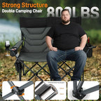 Oversized High-Back Camping Chairs with Pillow, Dual Cup Holders & Cooler Bag - Heavy Duty Foldable Outdoor Chair for Adults4PC (1, BLACKGREY-3PC-SET)