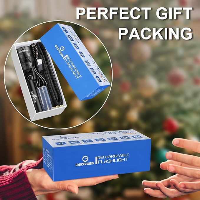 Rechargeable Flashlights 2000 High Lumens, Long Range 5000ft, Super Bright LED Flashlight USB C, High Powerd Multi-Functional Heavy Duty Strong Flash Light High Beam, for Emergency Security Camping