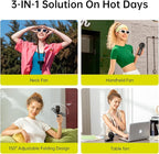 JISULIFE Handheld Fan Life7 – Ultimate Flexibility: High-Power Motor, LED Display, 13 Hrs Cooling, 3600mAh Rechargeable, 5-Speed, Foldable Design, 3-IN-1 Portable Fan for Travel Cruise Beach(Black)