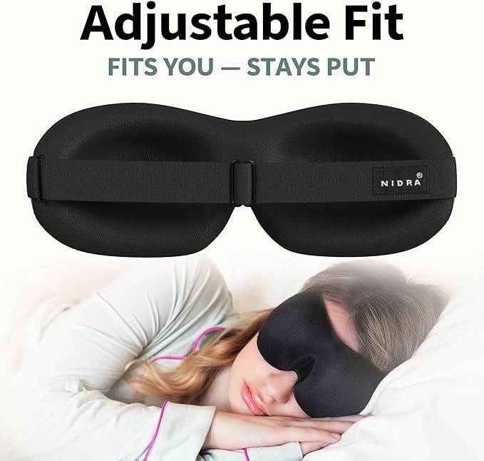 Nidra Contoured Sleep Mask for Side Sleepers – Zero Pressure Fit, Light Blocking Eye Shade for Sleeping & Travel – Pink, Standard Size