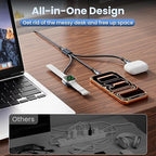 3 in 2 USB A/C Multi Charger Cable, Charging Cable for iWatch Charger/iPhone 17 Charger/IP, Braided Multiple Charger Cord Compatible with iPhone 17-11/iWatch Series 11-1/ultra/se/Car/Home 5FT