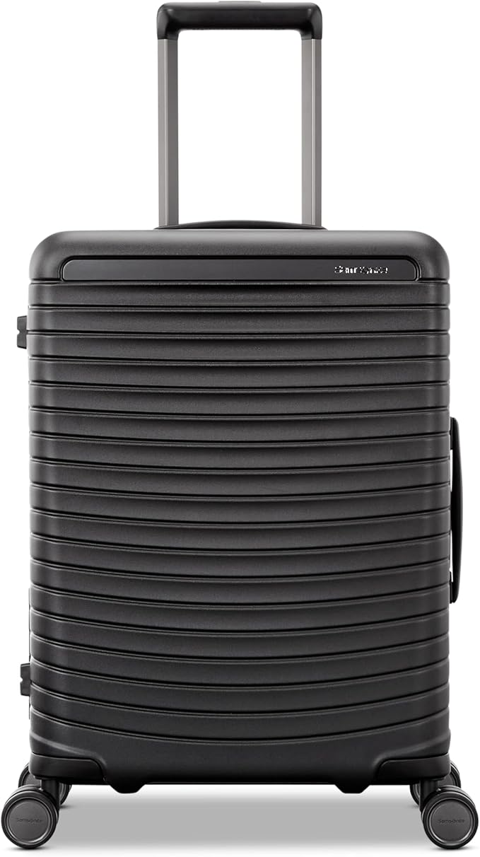 Framelock Max 21” Carry-On Hardshell Zipperless Luggage - Highly Secure Integrated Eazylock™ Mechanism - RightHeight™ Adjustable Handle System - 360° Spinner Wheels - Airline Approved - Asphalt Black