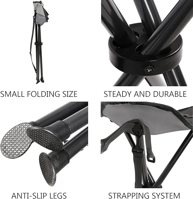 Portal Tall Folding Tripod Stool for Outdoor Camping Walking Hunting Hiking Fishing Travel, Support 225 lbs
