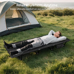 Ultralight Camping Cot Save Effort, Comfortable Camping Bed Supports 275 Lbs with Side Pocket, Compact Portable Backpacking Cot for Hiking, Travel, Truck, Beach, Office, Black