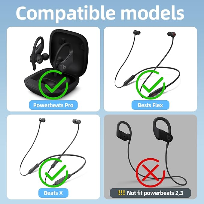4 Pair Replacement Ear tip for Powerbeats Pro, Beats Earbuds Replacement Tips,Wireless Earphone Headphones, Silicone Earbuds Buds Set with Cleaning kit