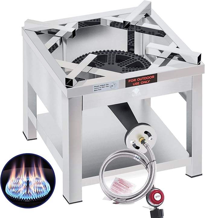 ARC Stainless Steel Single Burner Propane Stove, 200,000BTU High-Pressure Extra Large Heavy Duty Outdoor Propane Burner Cooker, Burners for Outdoor Cooking For Turkey Fry, Seafood Boil, Homebrewing
