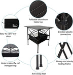 LEADALLWAY Folding Camping Table with Large Storage and Carrying Bags,28x28x28inchs