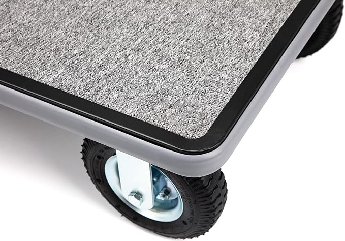 Chrome Steel Luggage Cart – 800lb Capacity – Bellman Cart w/ 6” Air Filled Tires & Gray Carpet, for Hotel, Resorts, Condos, Commercial Use (Value Valet Series)