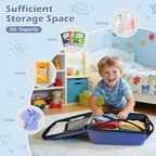 Scooter Luggage for Kids Scooter Suitcase for Ages 4-12, 4 in 1 Kids Luggage Boarding Suitcase Detachable & Foldable Scooter Travel Trolley Ride On Luggage-Blue